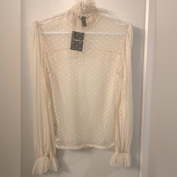 NWT Cream Sheer Blouse - Picture 2 of 2